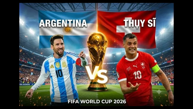 Cầu thủ Argentina và Thụy Sĩ đang tranh chấp trên sân Cầu thủ Argentina và Thụy Sĩ đang tranh chấp trên sân